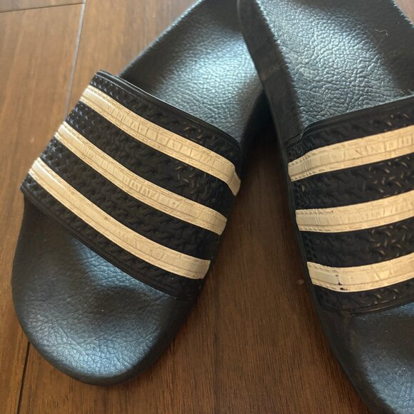 Kids Adidas Blue & White Stripe Slides - Size 5 - Picture 4 of 4